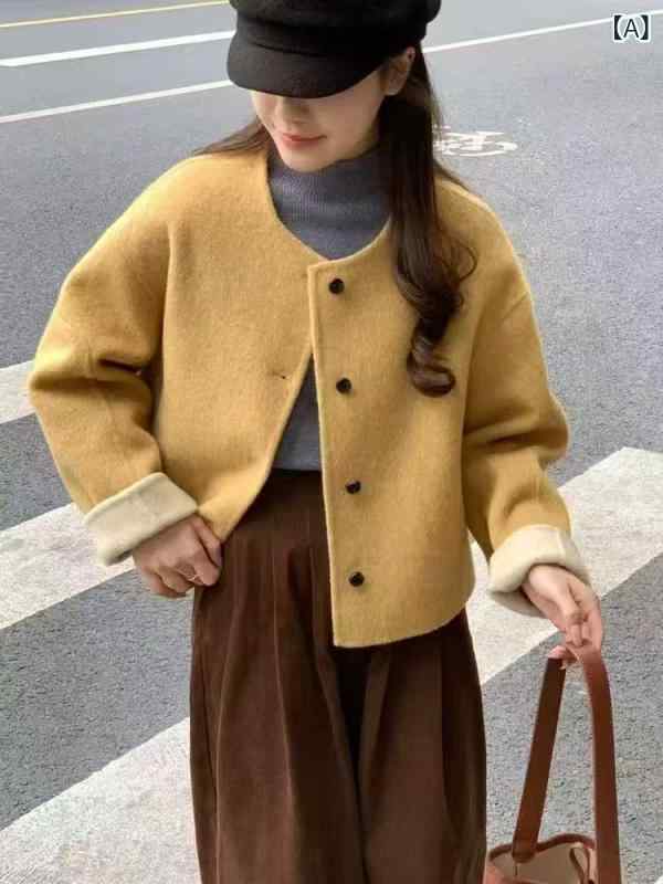 レディース チェスターコート エレガント 女性 大人 上品 2025 秋冬 両面 ウール コート レディース ショート スタイル ハイエンド レトロ カラー ブロック エレガントの ウール コート