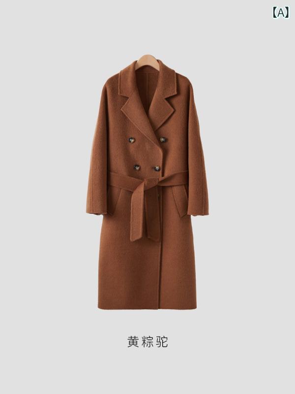 レディース チェスターコート エレガント 女性 大人 上品 Rongtai Modern Girl キャメル ベルベット 両面 ウール コート レディース 冬 手縫い ロング コート