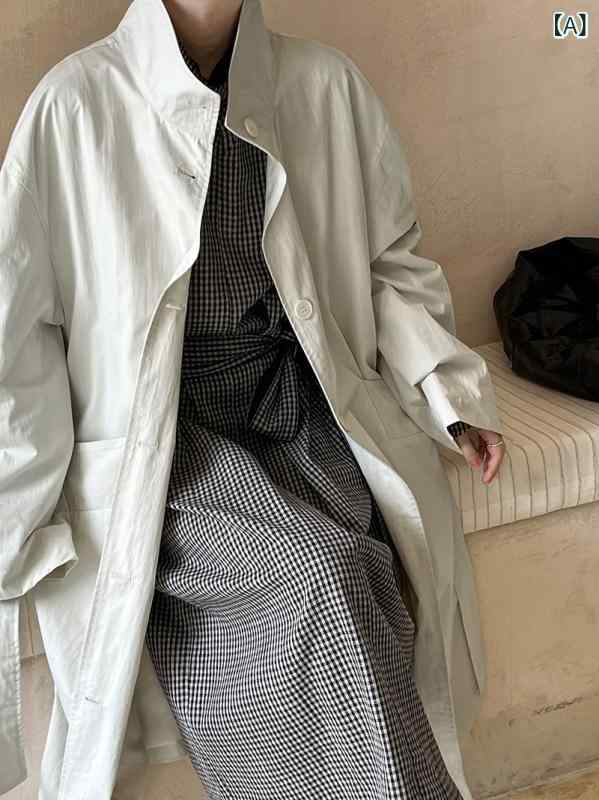 レディース チェスターコート エレガント 女性 大人 上品 鹿西 冷淡 系 郭 形 立 襟 風 衣 女 2024 秋 な 風の 中の 長さの ストラップの 上着 3397