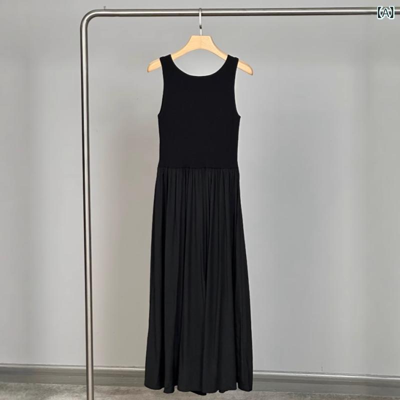 レディース ニットタイトスカート シンプル カジュアル 無地 フランス 式の ヘボン 風の 黒い ワンピース 春夏の 新型の スリム U 襟のは 通勤 します。x2