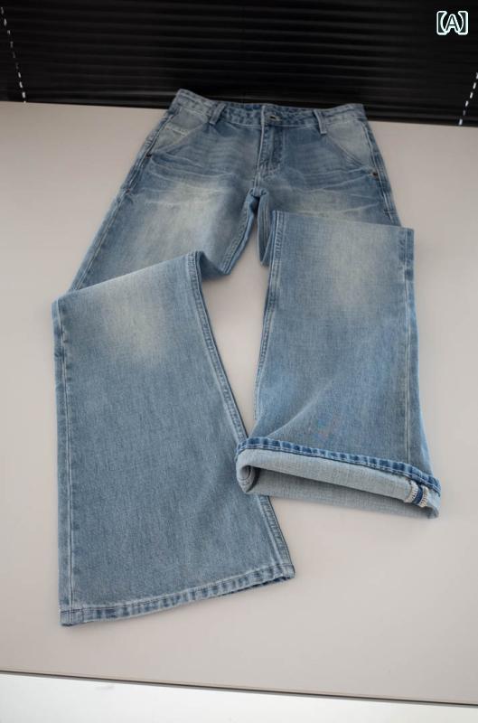 デニム パンツ レディース 体型カバー 美脚 GAGDの 経典の 項の 中で 低い 腰の 小さい ラッパは ジーパンの レディース アメリカ 復古の ギャルの まっすぐな 筒の デニムの ズボンを 修理 します