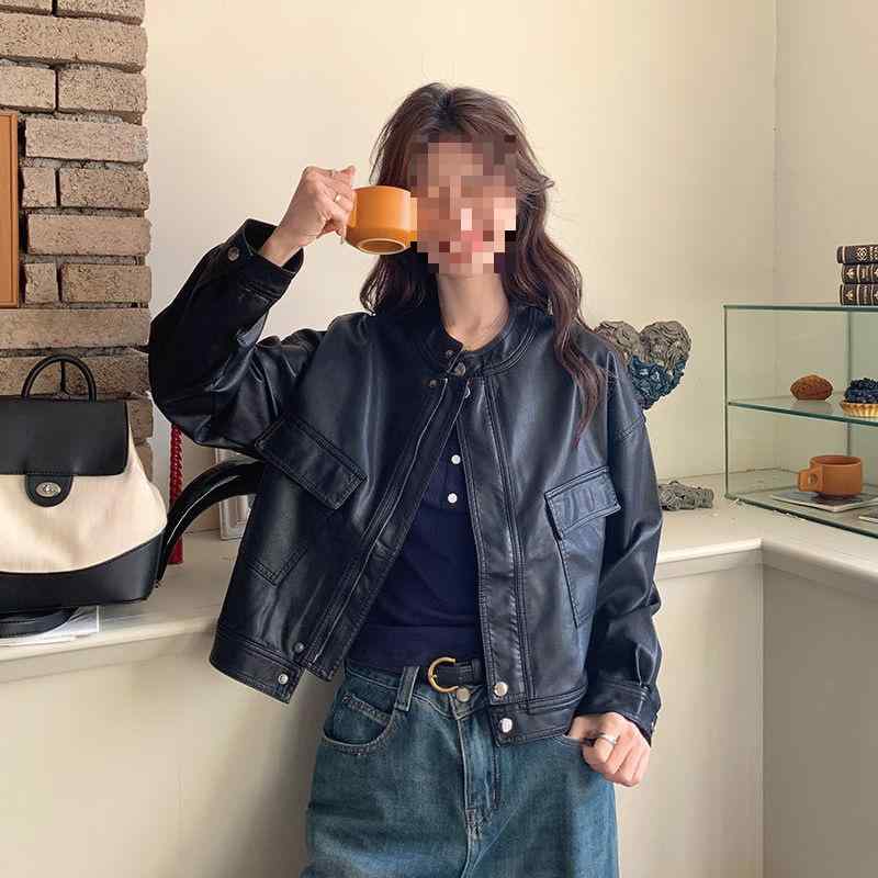 レディース 革ジャケット ショート丈 ゆったり 春秋 ファッション 高級感 スリムシルエット 合わせやすい アウター 普段使い 軽量 伸縮性 4,059円