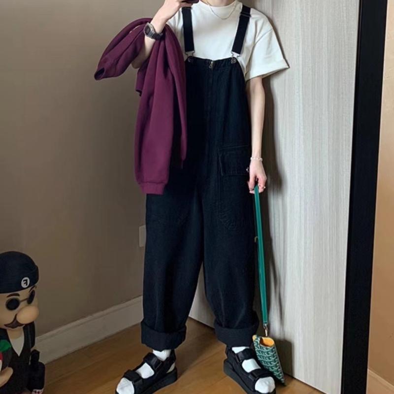 デニムサロペット レディース 風 レトロ ワーク デニム 春 カジュアル 水洗加工 ヴィンテージ風 ストレート レッグ ロングパンツ コットン 素材 普段使い 快適 フィット