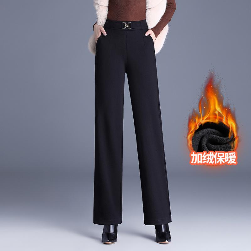 ワイドパンツ ブラック ロング丈 シンプル ゆったり 修身 秋物 後ろウエストゴム 上品 カジュアル 普段使い 快適 伸縮性 ストレートシルエット