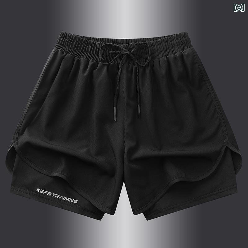 メンズ スポーツ ショーツ ランニング フィットネス バスケットボール ビーチパンツ 夏用 接触冷感 インナー付き 外履き アメリカンスタイル スイミング セット 軽量 吸湿速乾 クイックドライ メッシュ素材 伸縮性 ショートパンツ アクティブウェア