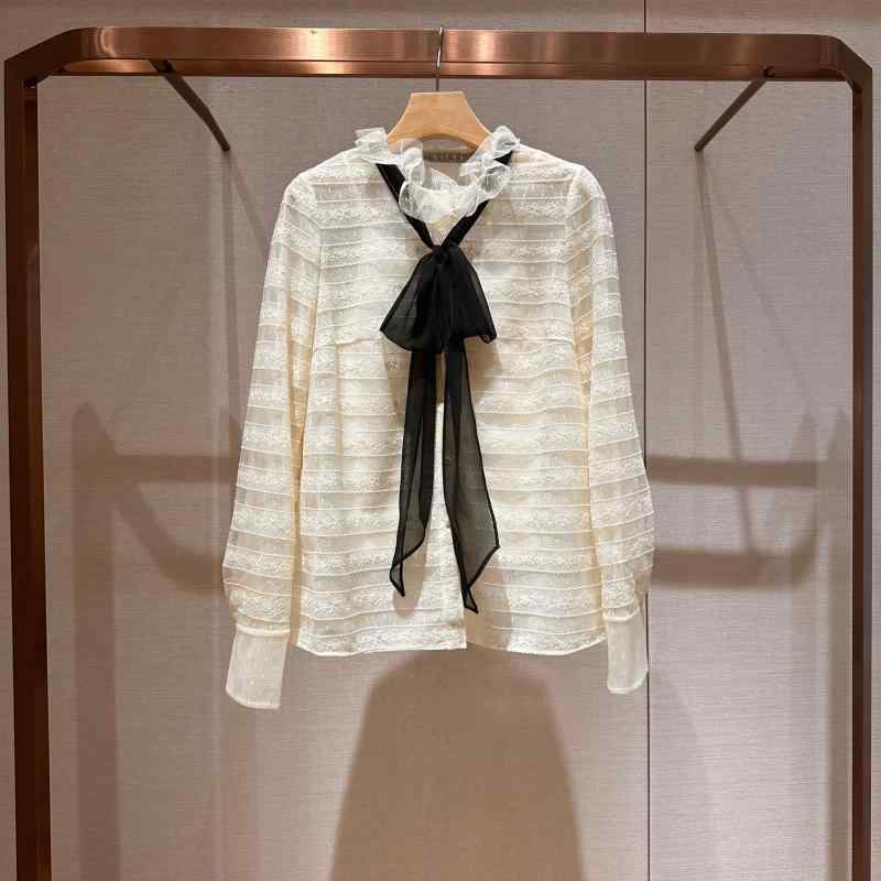 トップ レディース 春 象牙色 長袖 シングル名取り草 フラウンス襟 スピード競技 酉の方角吊りひも 普段使い走り 座標 トップス