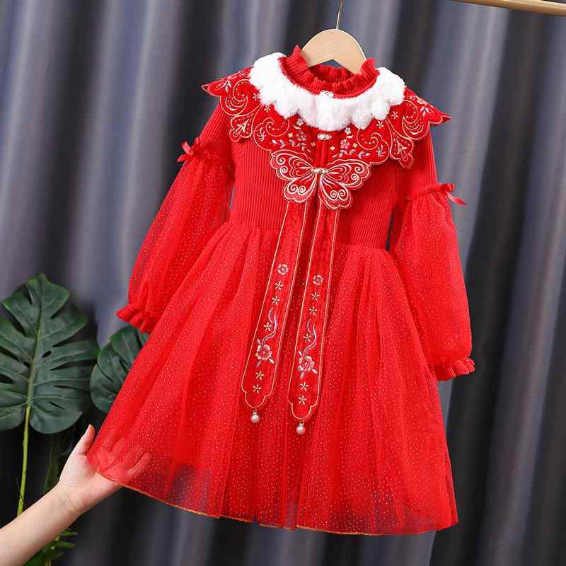 ワンピース 女の子用 プリンセスドレス 春秋 セーター 組み合わせ お正月 祝い服 かわいい 高級感 伸縮性 軽量 通学 普段使い