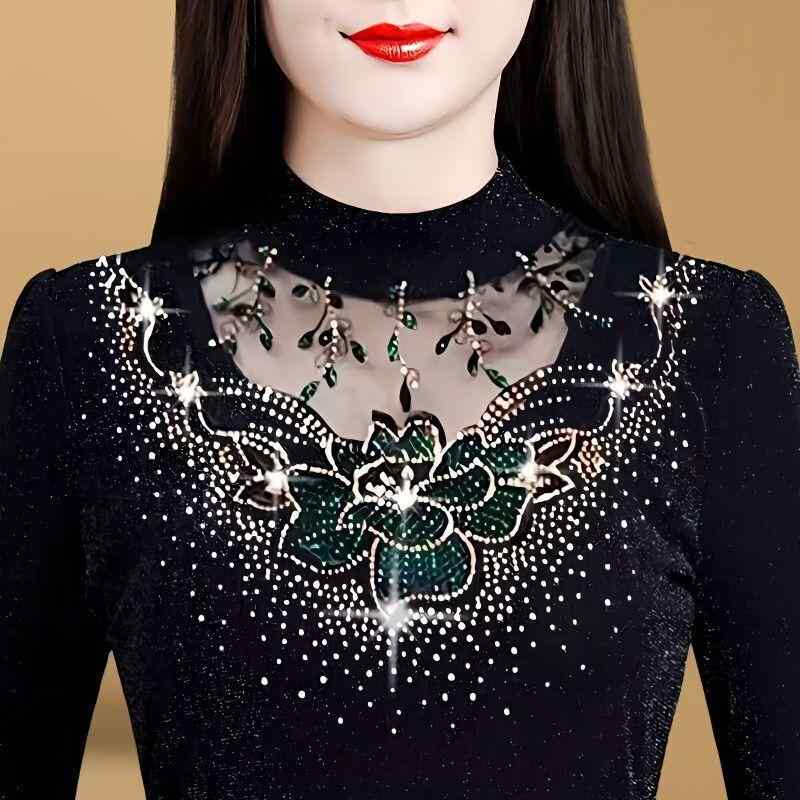 トップス レディース メッシュ 肌付き プルオーバー 烏兎 保暖 朦々たる 起毛 飛び切り感 花の冠yd 普段使い走り 通気性 伸縮原材料 女子らしい