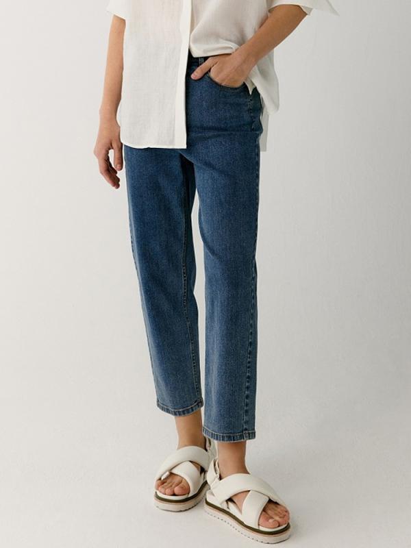 レディース デニムパンツ ゆったりワイド フィット テーパード 脚長効果 9分丈 カジュアル 普段使い 秋冬 ストレッチ コットン混
