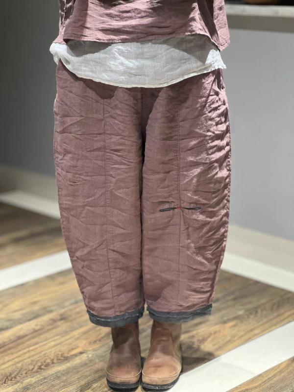 レディース パンツ 麻素材 ツートンカラー ゆったりワイド 伸縮ウエスト フリンジ裾 春夏 カジュアル 普段使い 吸湿性 軽量 フィット