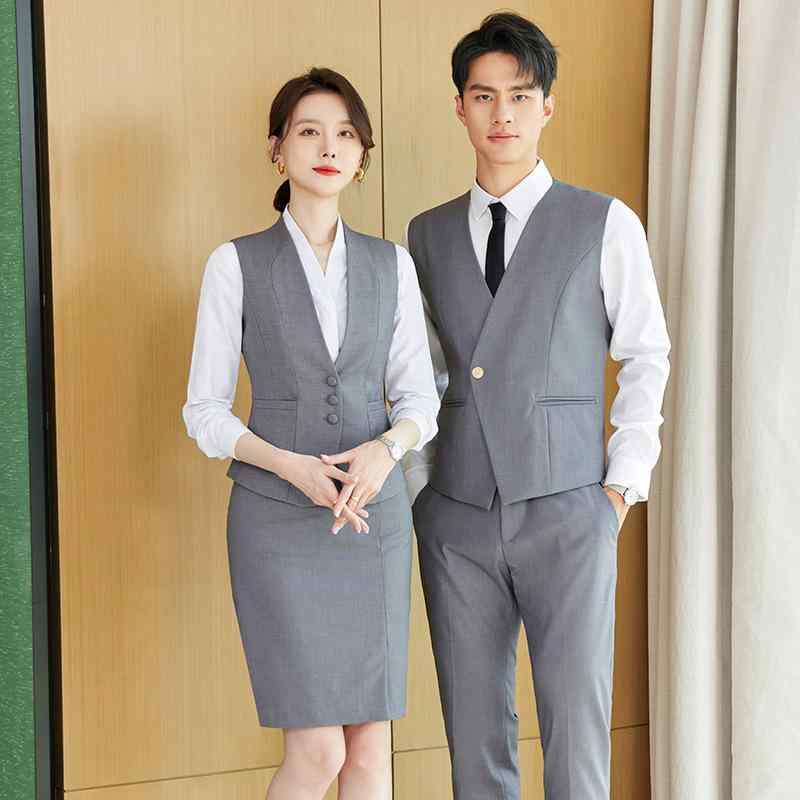 ベスト セット 男女兼用 職業服 接客業 ホテル キャッシャー レストラン サービス 美容院 ジュエリー店 制服 ビジネス ユニフォーム 快適 スタイリッシュ 通勤用