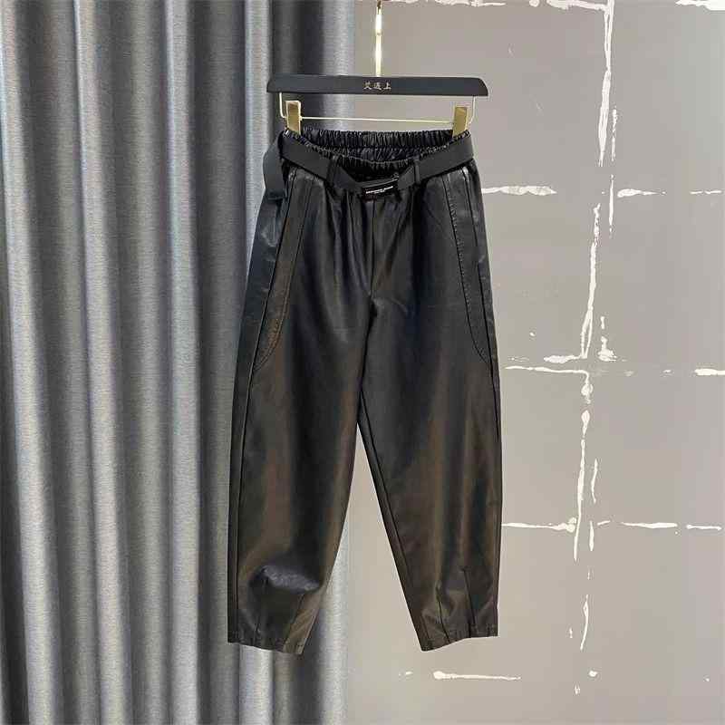 パンツ レディース 秋冬 ハイウエスト 合成皮革 ワイドシルエット フィット ファッション カジュアル 細見え ストリート 普段使い 伸縮性