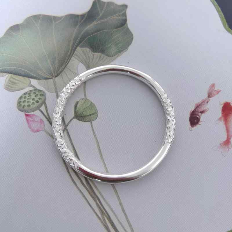 ブレスレット バングル オシャレ 唐草 スクロール パターン ラウンド クローズ スター リング シルバーブレスレット 女性用 999 ソリッド ソフト ライト 若見え ギフト|バランスケア 店