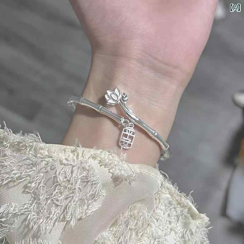 ブレスレット バングル オシャレ 竹の 平和の 銀の ブレスレット 女性 スター リング シルバー s 999 シルバーの 若見え ガールフレンドに 送る 中国 バレンタイン デーの 誕生日 プレゼント|バランスケア 店