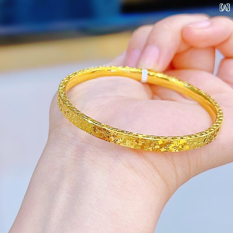 ブレスレット バングル オシャレ レトロ 遺産の 金と 銀の ブレスレット 崩れた 氷 ソリッド イエロー 99 九分丈 滅 ゴールドは 誕生日 プレゼント