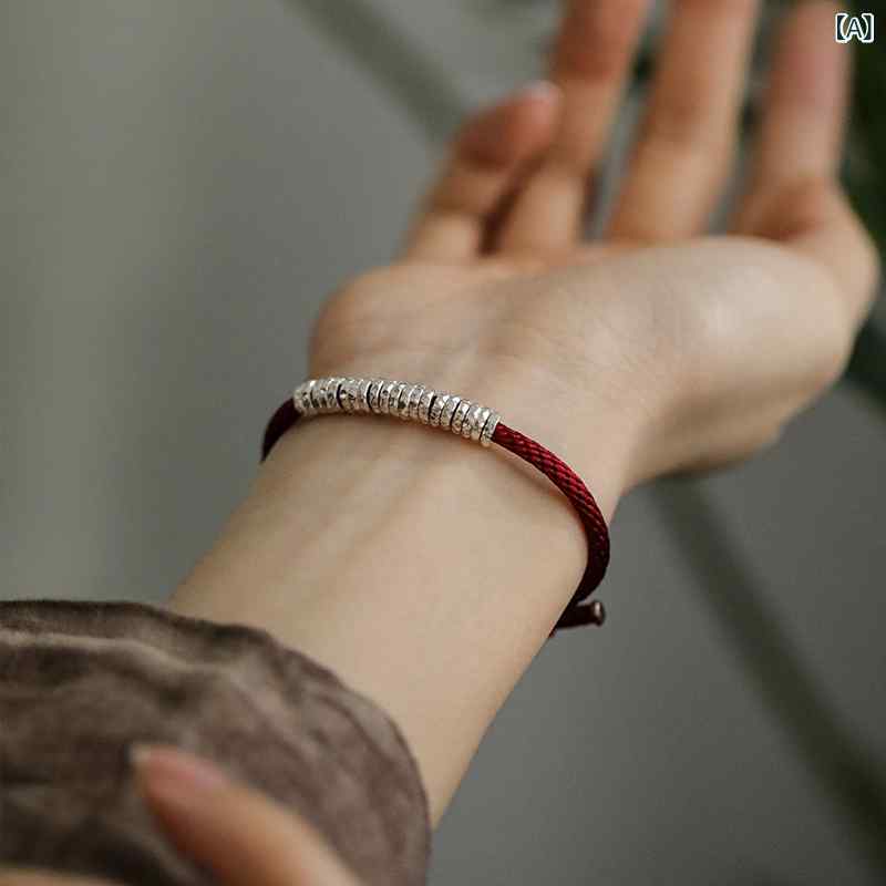 ブレスレット バングル オシャレ 999 スター リング シルバー コイル ブレスレット カップル シルバーブレスレット 星座 赤い 紐 女性 誕生日 プレゼント