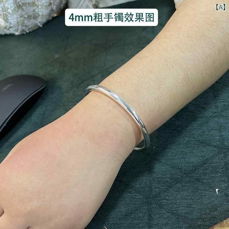 ブレスレット バングル オシャレ S 990 スター リング シルバーブレスレット 滑らかな オープン バックル シルバーブレスレットな シンプル シルバー カップル ユニバーサル ブレスレット シルバージュエリー