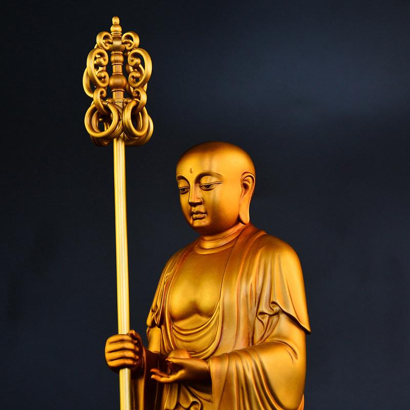 仏像 銅 地蔵菩薩 大願 立像 銅像 家庭用 玄関用 仏堂用 供養品 飾り置物 高級感 精巧 彫刻 伝統 工芸 守護 仏 開運 祈願 家内安全 縁起物 インテリア 雑貨｜バランスケア　店