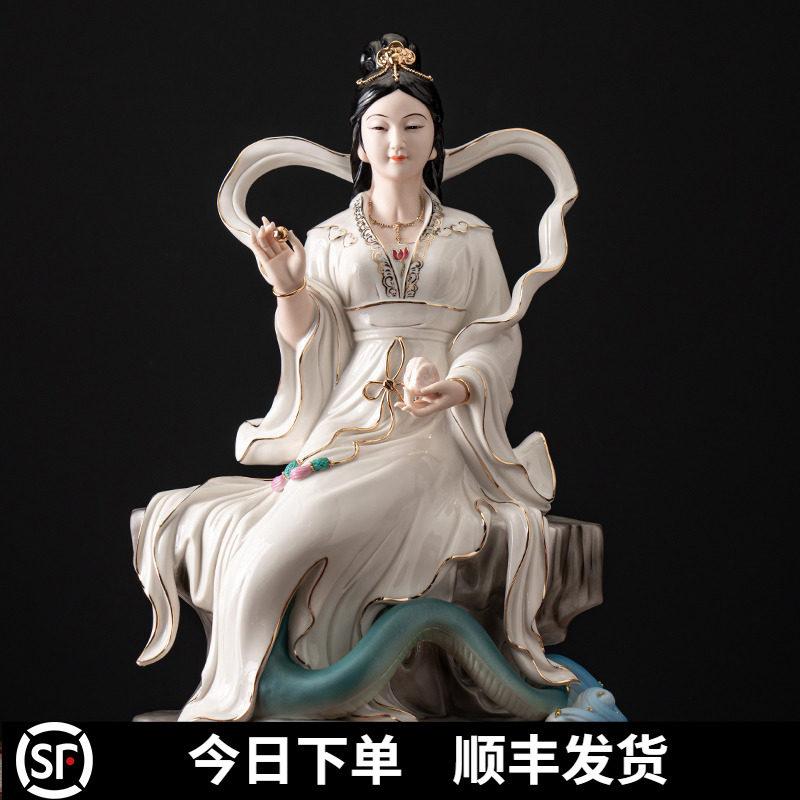 お姫様像 陶器製 女・黒 補天 大地母 創世お姫様 中国風 仏像 家庭用 供養 置物 インテリア 伝統調 装飾品|バランスケア 店