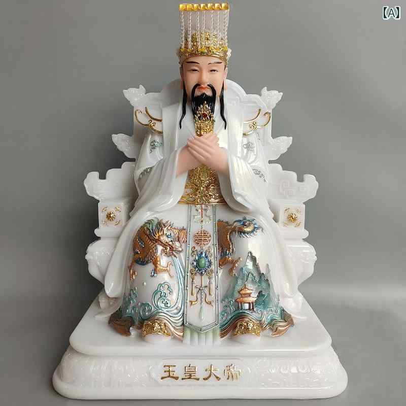 神像 白大理石 玉帝 王母娘娘 彩色仕上げ 高級彫刻 供養置物 インテリア デコレーション 家庭用飾り 伝統工芸 細工 芸術品|バランスケア 店