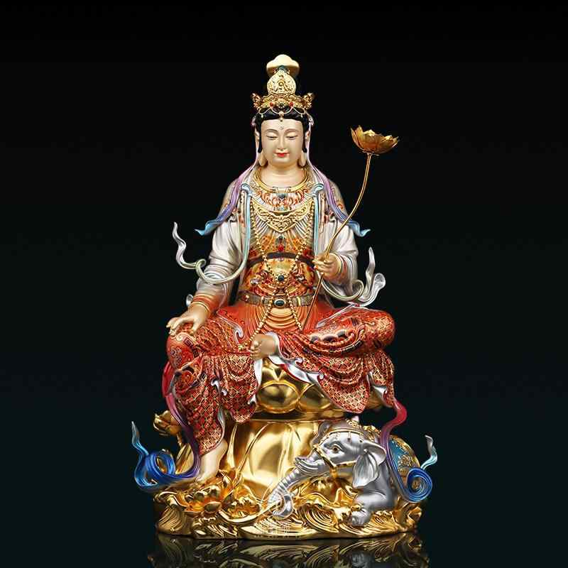 仏像 文殊菩薩 普賢菩薩 華厳三聖 銅 ・絆金加工 置物 インテリア 飾り 仏教 伝統風｜バランスケア　店