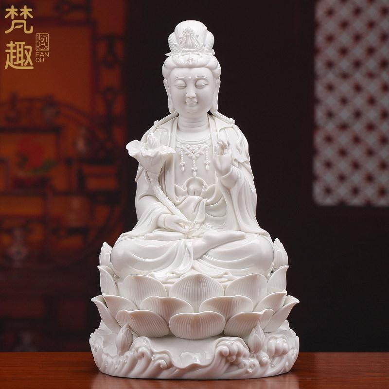 仏像 大勢至菩薩像 座蓮 水波 本命仏 生肖馬 家庭用 供養 置物 インテリア 精神安定 守護 置台付き