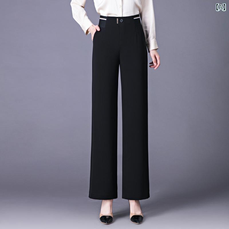 ワイドパンツ レディース ハイウエスト シルク素材 ストレートレッグ 春秋 高級感 カジュアル 普段使い 軽量 伸縮性 合わせやすい ビッグシルエット｜バランスケア　店