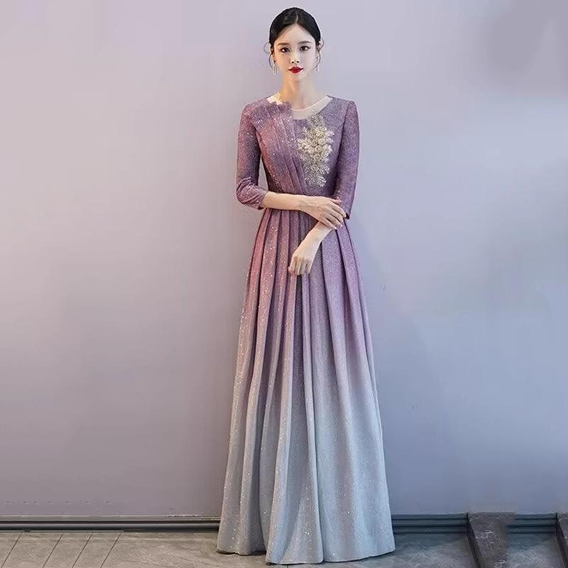 女性用 合唱ドレス ロングスカート 朗読演出服 団体合唱衣装 成人学生対応 フォーマルロングドレス ステージ用 礼服 ロング丈スカート