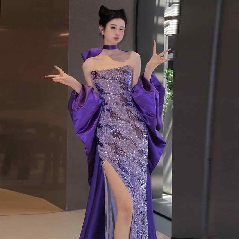 衣装 レディース 紫 魚尾スコート 寄りあいお召しもの 御芽出度 敬酒用 御前上等感 麗しさ フォーマル 夕まぐれ 化粧着 今めかしい