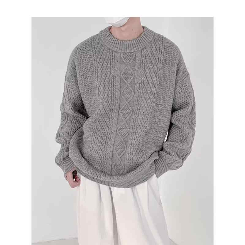 ロング カーディガン 厚手 ざっくり ニット ケーブル編み 秋冬 ユニセックス ケーブルニットセーター ゆったり 暖か 厚手 ラウンドネック プルオーバー 保温性 伸縮性 普段使い ウール調 トップス