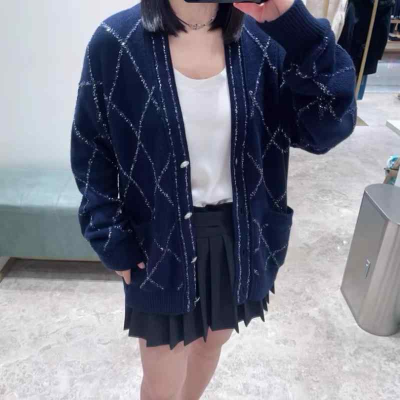 ニットカーディガン 秋冬 グレー チェック柄 ラメ 落とし肩袖 ゆったり ルーズフィット 暖か 普段使い｜バランスケア　店