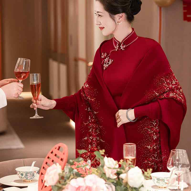 肩かけ レディース 赤 袖付き添い人 ケープ アウター 華燭の典 華燭の典用 瀬戸もの御召しもの 座標 フォーマル 袈裟 華燭の典 付属品