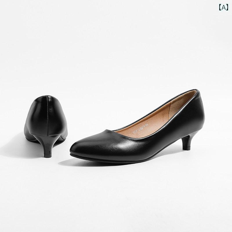 レディース 職業用 ハイヒール パンプス 黒革 ソフトソール CA 礼儀 工装 面接 通勤 女性用 ビジネスシューズ 快適 プロフェッショナル|バランスケア 店