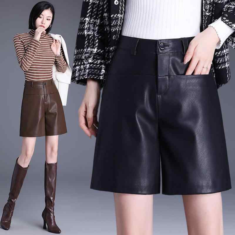 ショートパンツ レディース 秋冬 羊皮革 ブラック スリム カジュアル 普段使い ブーツイン 対応 軽量 伸縮性 高級感 フィット スタイル｜バランスケア　店