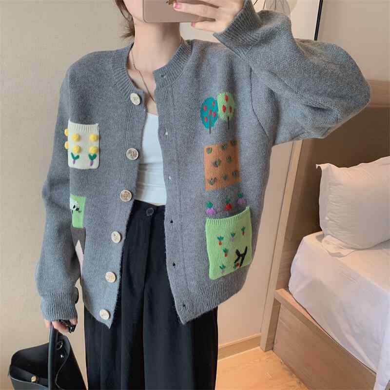 秋冬 レディース ゆったり レトロ 編み物 うつり変わり 限りない ジレー ポンチ絵柄 スウェーター トップス 相応う 伸び伸びする表現スタイル 優しいこと 綿織物混