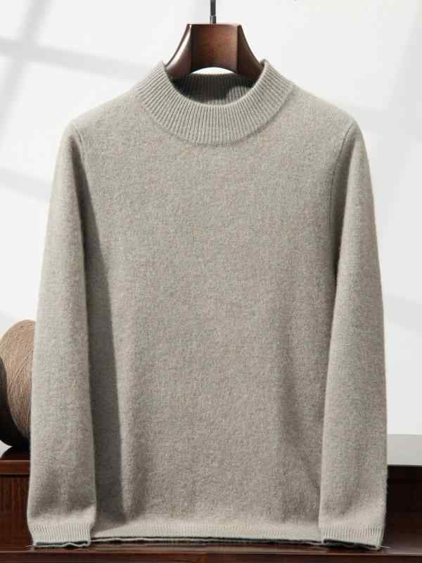 ニットセーター メンズ 厚手 カシミヤ混 二重領 ハーフハイネック 無地 ウール 暖か素材 柔らか 着心地良い トップス 秋冬 通勤用 普段使い