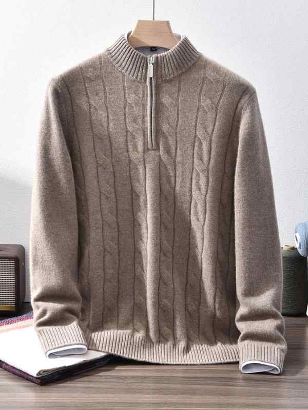 セーター メンズ 純カシミヤ ニット ハーフジップネック 秋冬 保温 インナー 高級感 柔らかい 暖か ベースレイヤー トップス 普段使い