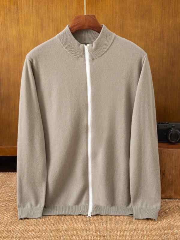 メンズ 秋冬 カシミヤ 二分の一タートルネック ファスナー ジレー 編み物スウェーター 単色 生あたたかい ホンブルグ帽 心地よい アウター 普段使い走り 御前上等感