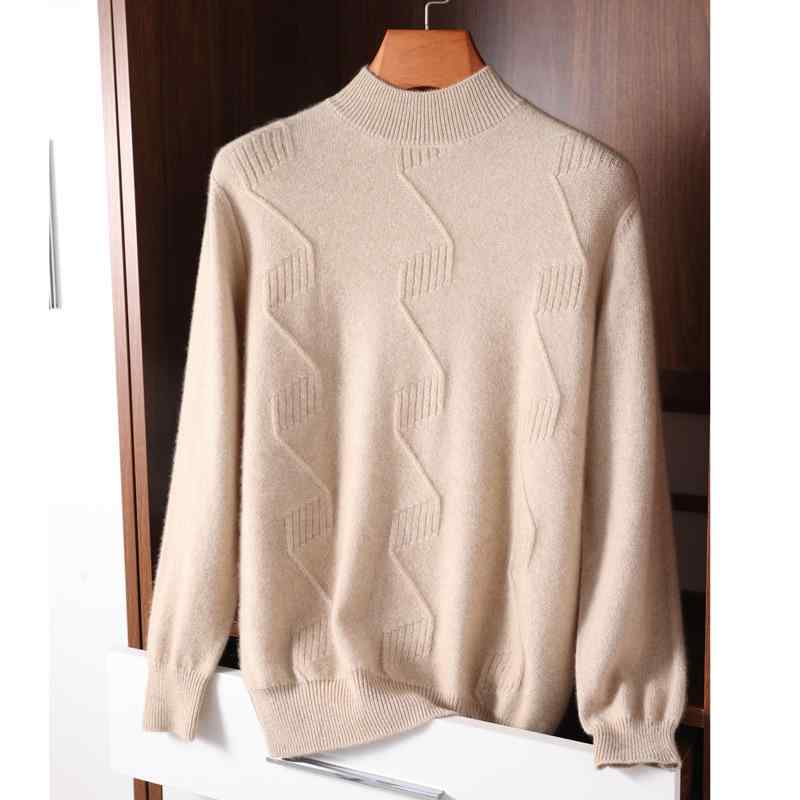 メンズ カシミールスウェーター 二分の一ハイネック 長袖 単色 編み物 ベースレイヤー 純カシミール 優しいこと 軽さ 年月