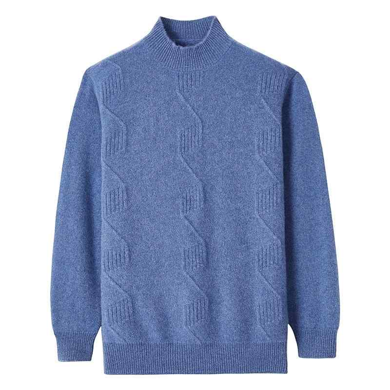 編み物スウェーター 成人男性用 100%カシミール 秋冬 二分の一ハイネック 朦々たる ゆったり ビッグ影ぼうし 保温 生あたたかい パステル色の 生まれながら原材料 ベースレイヤー