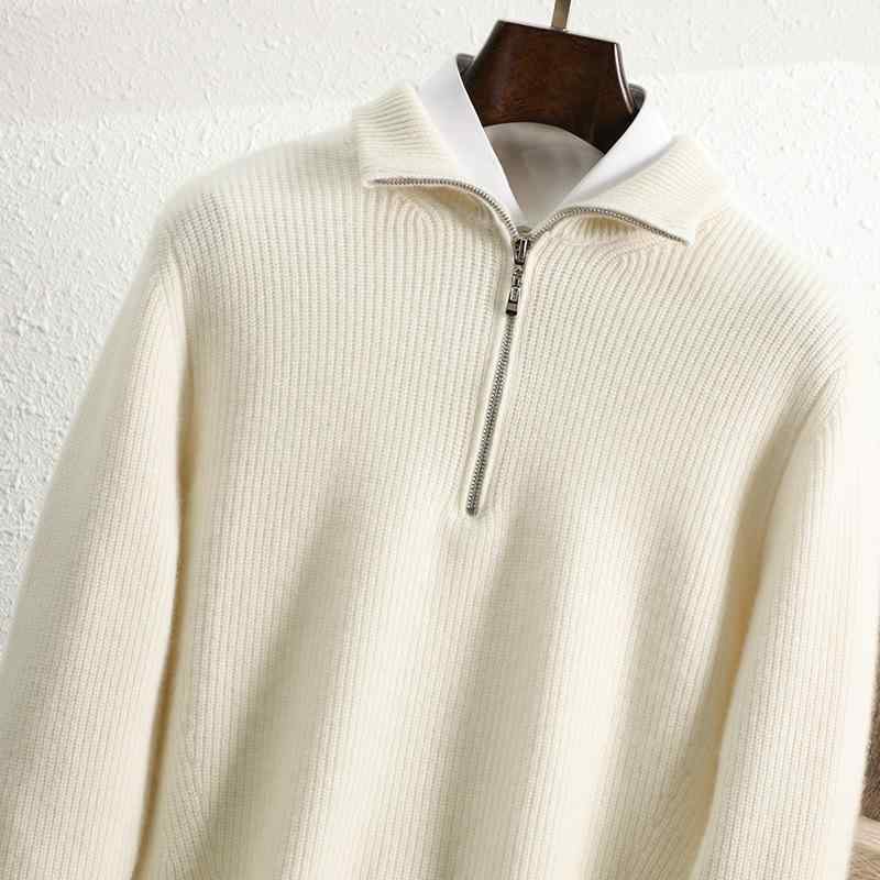 冬 メンズ ハイネック ニットセーター ハーフジッパー 厚手 暖か カシミヤ ゆったり 無地 カジュアル トップス 保温 ルーズフィット 普段使い