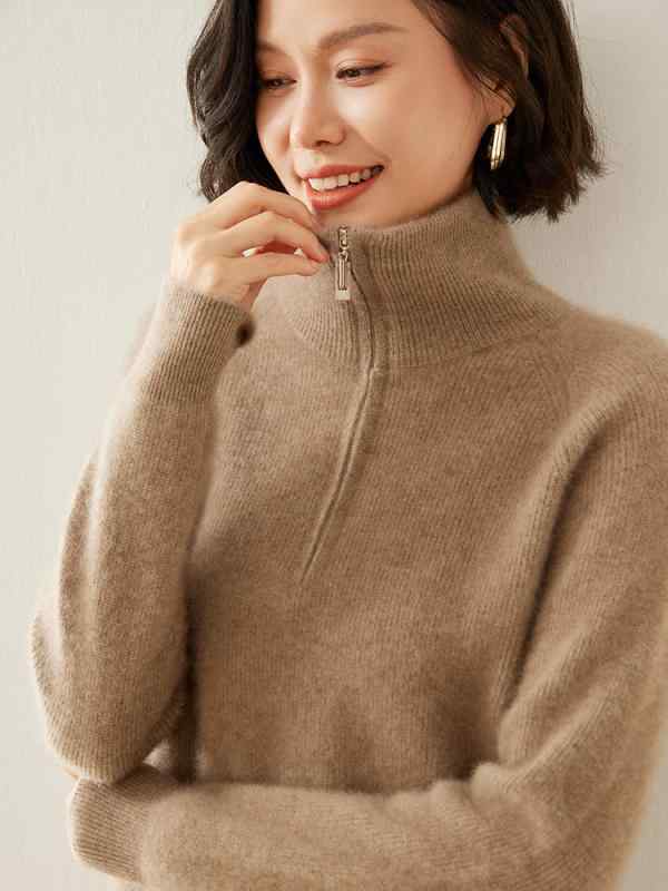 ニットセーター レディース 秋冬 カシミヤ 厚手 ゆったり プルオーバー ハーフジッパー カジュアル インナー トップス 暖か レイヤード 普段使い 柔らかい 肌触り｜バランスケア　店