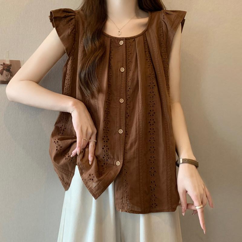 シャツ レディース ビッグサイズ 夏用 半袖 ゆったり スリム効果 お腹カバー フリル袖 正肩 トップス 普段使い 軽量 吸湿速乾 接触冷感 切り替えデザイン 4,420円