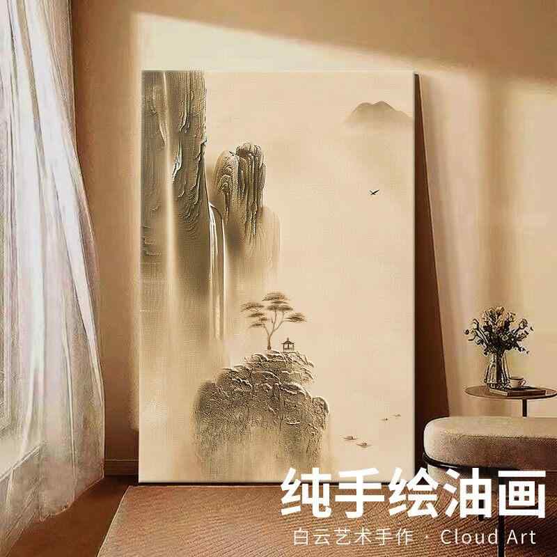 室内装飾 オブジェ  瀬戸もの風 かざり付ける的な 吊り下げ 図面 渓流 茶室 床の かざり付ける 部屋の入り口 合切袋 造園 リビング お座敷 な 手 描きの 油彩