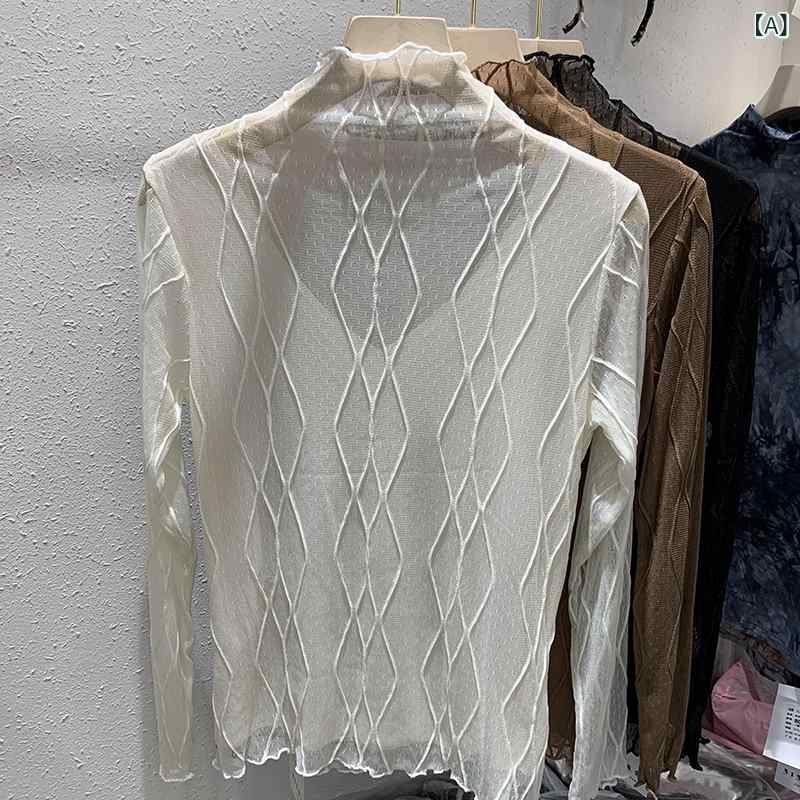 レディース トップス 春秋 ハイネック レース メッシュ 長袖 アンダー シャツ レディース ブラック 裏地 付き 高級 トップス