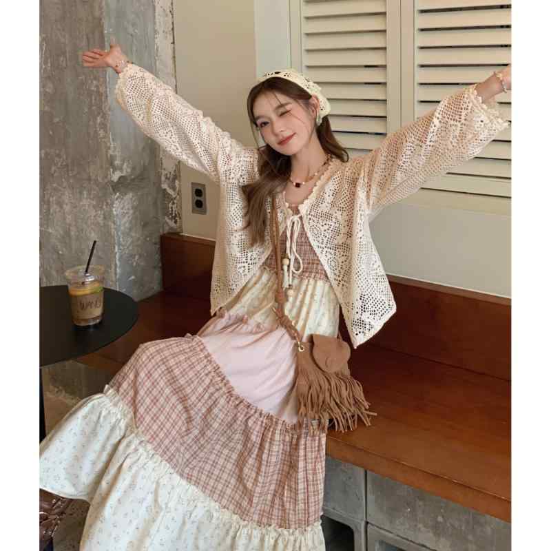 ワンピース レディース ボヘミアン エスニック風 ストラップ 春 ビッグサイズ ゆったり シルエット 旅行用 カジュアル コットン 混 軽量 吸湿速乾
