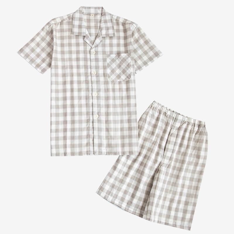 パジャマセット メンズ レディース 夏用 短袖 ショーツ 綿100% 二層ガーゼ カップル ルームウェア 日系スタイル 通気性 軽量 吸湿速乾 家居服 セット