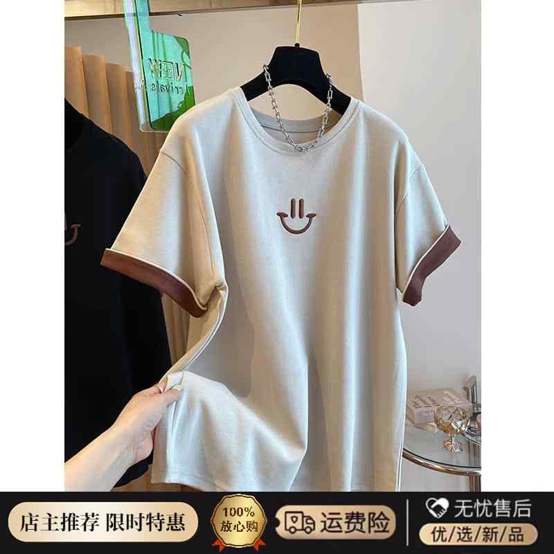 レディース Tシャツ 綿素材 切り替えカラー 半袖 春夏 ゆったりシルエット スリム見せ 大きめサイズ トップス ルーズフィット コントラストデザイン 普段使い