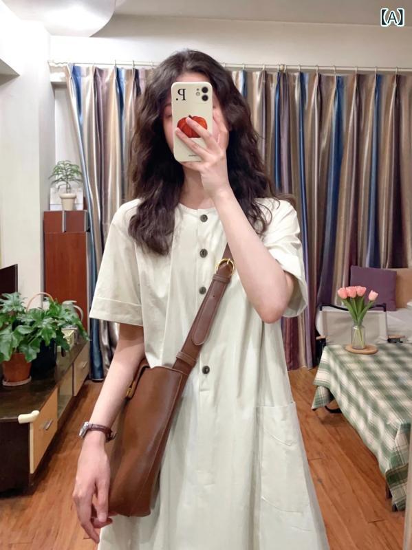 レディース 衣装 可愛らしい レディース 夏の 読みもの的な レトロ  ロング スコート ゆったり 心地好い か細い 半袖 御召しもの 弱められた な 表現スタイル