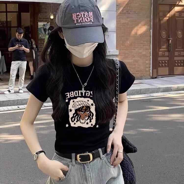 Tシャツ レディース ブラック 短袖 スリム インナー 夏用 かわいい トップス ノーマルショルダー トレンド 軽量 吸湿速乾 普段使い